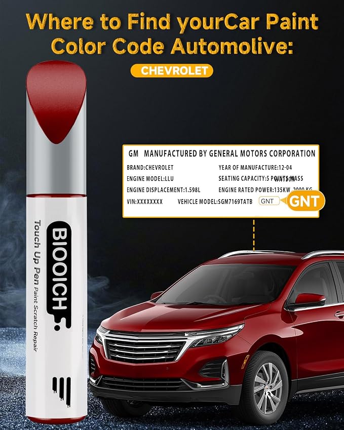 Touch Up Paint Pen Exact Color Match Car Chip and Scratch Repair (for Chevrolet, Radiant Red Tricoat(GNT/WA170H))