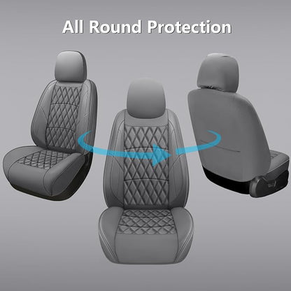 NS YOLO Leather Car Seat Covers,Universal Fit for Most Cars,SUVs and Sedans,Waterproof Luxury Leatherette Cushions, 2 Seats Protectors (Grey, Front Pair-2 Seats(Driver and Passenger))