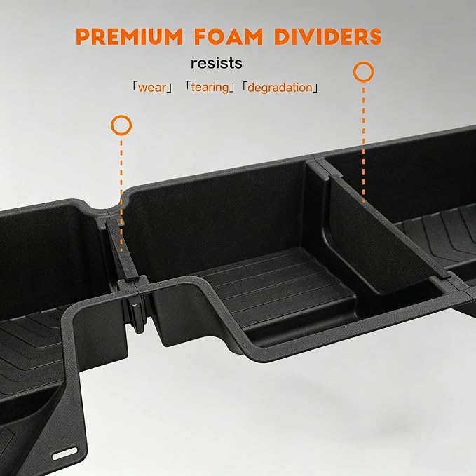 Under Seat Storage Boxes - Compatible with 2019-2026 Dodge Ram 1500 Crew Cab (Not for Classic), Heavy Duty Upgraded Rear Under Back Seat Storage Truck Cargo Black Tool Box Organizer