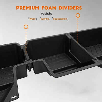 Under Seat Storage Boxes - Compatible with 2019-2026 Dodge Ram 1500 Crew Cab (Not for Classic), Heavy Duty Upgraded Rear Under Back Seat Storage Truck Cargo Black Tool Box Organizer