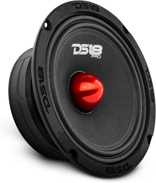 DS18 PRO-GM6B Loudspeaker - 6.5", Midrange, Red Aluminum Bullet, 480W Max, 140W RMS, 8 Ohms - Premium Quality Audio Door Speakers for Car or Truck Stereo Sound System (1 Speaker)
