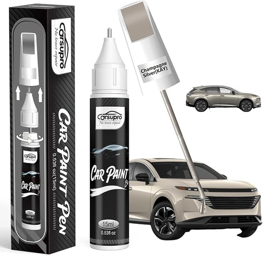 Champagne Silver(KAY) for Nissan Touch Up Paint Pen, 2 in 1 Car Scratch Remover with Pen Tip and Brush, Precise Color Match for Car Paint Scratch Repair, Quickly and Easily Fix Chips and Nicks