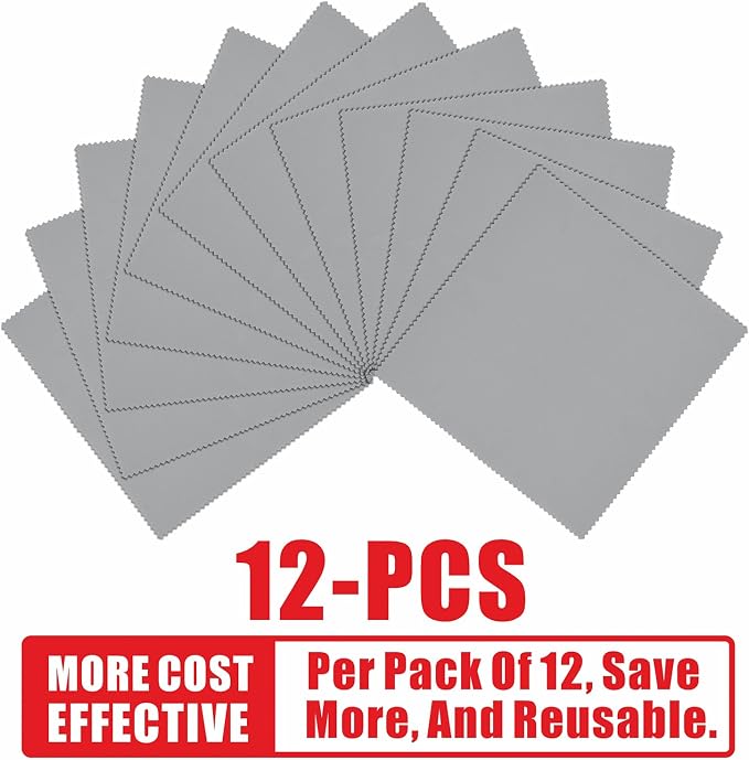 Suede Microfiber Cloths, Gray, 12 Count, 8 x 8 inch | Ceramic Coating Application, Ultra Absorbent, Scratch-Free, Machine Washable