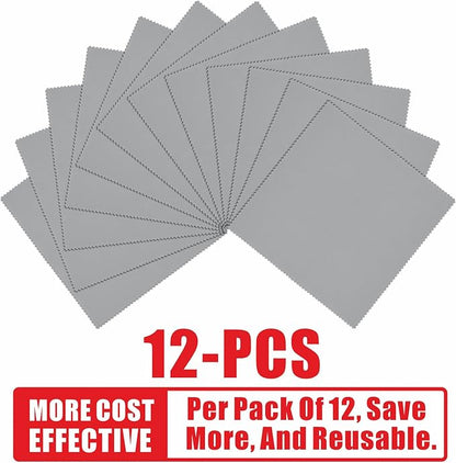 Suede Microfiber Cloths, Gray, 12 Count, 8 x 8 inch | Ceramic Coating Application, Ultra Absorbent, Scratch-Free, Machine Washable