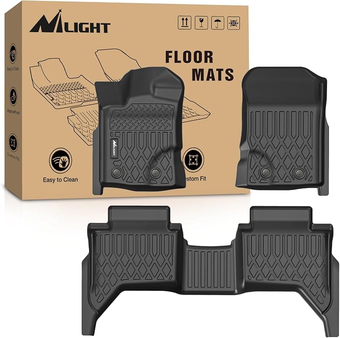 Nilight TPE Floor Mats for Ford Ranger SuperCrew Cab 2019 2020 2021 2022 2023 2024, All Weather Custom Fit Heavy Duty Floor Liners