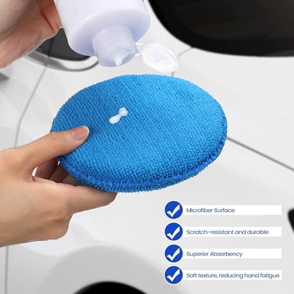 Tallew 50 Pcs Car Wax Microfiber Applicator Pads 5" Diameter Polishing Foam Pads Tire Soft Foam Sponge for Cars Detail Buffing Cleaning Polishing(5 Colors)