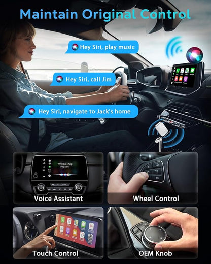 Wireless CarPlay Adapter for Apple iPhone - 2025 Wired Car Play to Wireless Dongle, USB-A/C Plug&Play, Stable Bluetooth CarPlay Adapter Only for iPhone iOS 10+ & Cars with Factory Wired Car Play,White