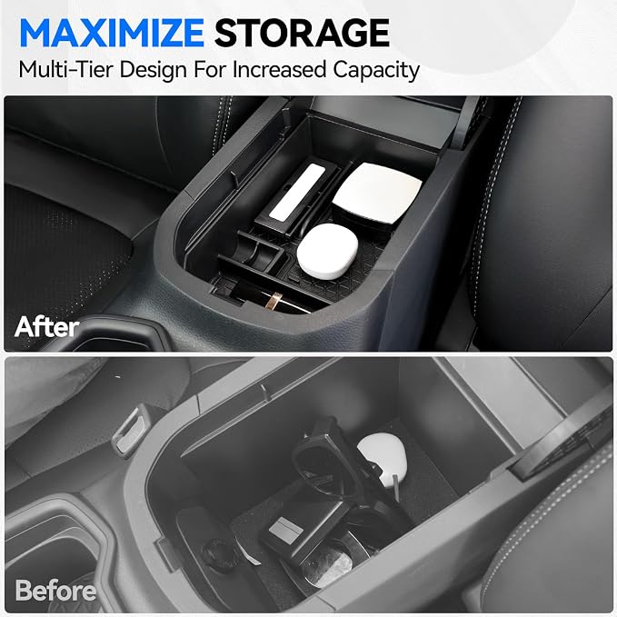 ELECFRESH 6PCS Center Console Organizer Tray for 2025 2024-2019 Toyota RAV4 Accessories, Armrest Storage Box, Driver Storage Drawer, Passenger Storage Mat Console Cup Holder Inserts for Toyota RAV4