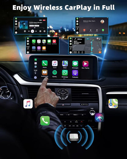 MoKo Wireless CarPlay Adapter for iPhone, 2025 Upgraded Mini Apple CarPlay Adapter, Convert Wired to Wireless, Fast Auto Connect, Stable & Low Latency, for iOS 10+ Cars with Factory CarPlay