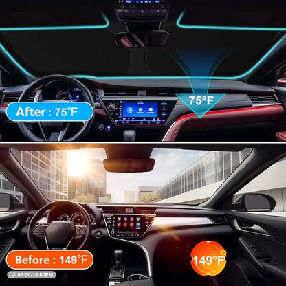Car Sun Shade for 2018-2024 2025 2026 Toyota Camry Windshield Sun Shade, Sun Visor Windshield Screen Cover for Camry Front Window Sunshade Foldable Auto Interior Accessories UV Block