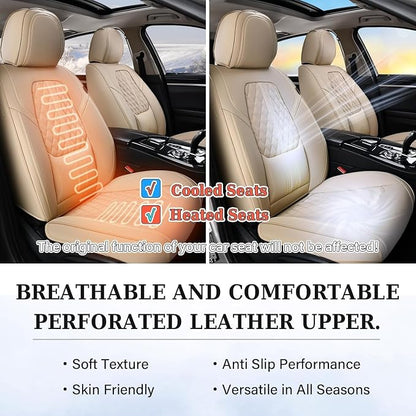 Coverado Car Seat Covers, Car Seat Covers Front Seats, 2-Pack Front Seat Cover, Nappa Leather Waterproof Seat Covers, Car Seat Protectors, Automotive Seat Covers Universal Fit for Most Vehicles