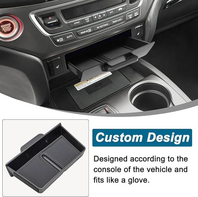 PIMCAR Removable Tray for 2016-2022 Honda Pilot/2017-2026 Honda Ridgeline/2019-2025 Honda Passport Center Console Organizer Storage Box Interior Accessories (Only Fit Models with Cubby)