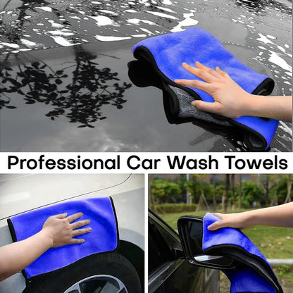 Hovom 3PCS Car Microfiber Towels, 23.62"×11.81" Lint-free Microfiber Towels for Cars Wash Drying, Super Absorbent Auto Cleaning Cloths, Reusable Washing & Detailing Towel, Car Cleaning Supplies (Blue)