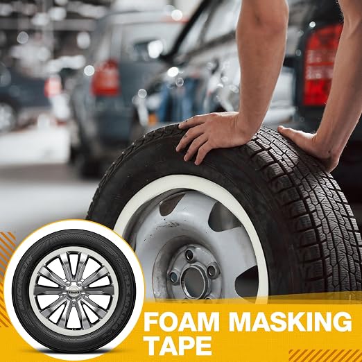 Pangda 1 Roll 1/2 Inch x 54 Yards Soft Edge Foam Masking Tape White Automotive Foam Making Tape for Sealing Car and Truck Door Jams Overspray Protection