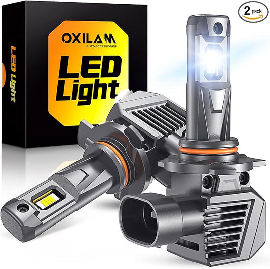 OXILAM Upgraded 9012/HIR2 Light Bulbs,33,000 Lumens Brightness, 6500K White Halogen Replacement, Non-polarity, Plug and Play, Pack of 2
