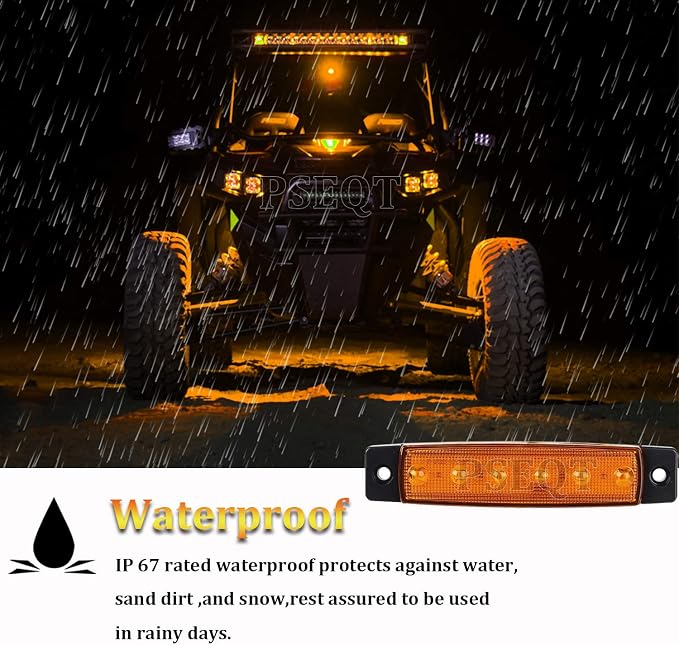 PSEQT 10 Pcs LED Rock Strip Lights Car Underglow Wheel Fender Well Lighting Kits Waterproof for Golf Cart Wrangler Offroad Truck RV UTV ATV Snowmobile (Amber Yellow)