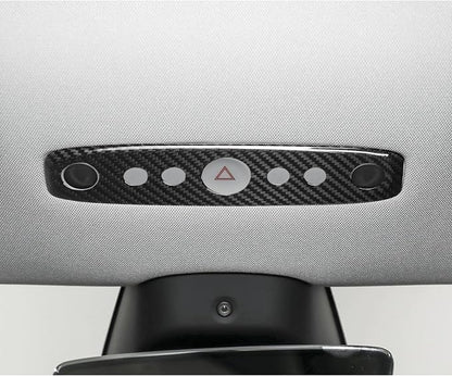 NVCNX Hard Rigid Real Carbon Fiber for Tesla New Model 3/Y Highland 2024-2026 for Juniper 2025 2026 Accessories Vehicle Molding Front Roof Reading Light Panel Cover Interior Trim 1PC - Glossy Carbon