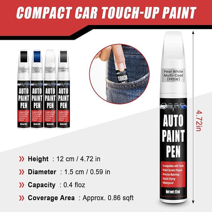 Touch Up Paint for Cars (Pearl White Multi-Coat PPSW), Compatible with Tesla Model Y/3/X/S, 0.4 fl oz Color Accurate 2-in-1 Car Paint Scratch Repair Pen, Easy to Use, Fast-Drying, Long-Lasting