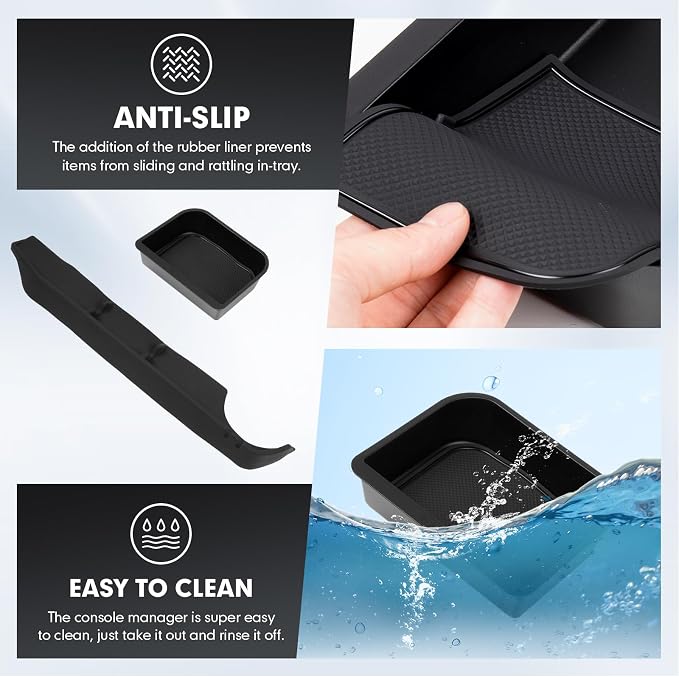 Autorder 2PCS Center Console Organizer for 2024-2026 Toyota Land Cruiser Prado 250 LC250 Accessories Armrest Storage Box Silicone Dash Organizer Center Console Insert Tray with Anti-Slip Mat