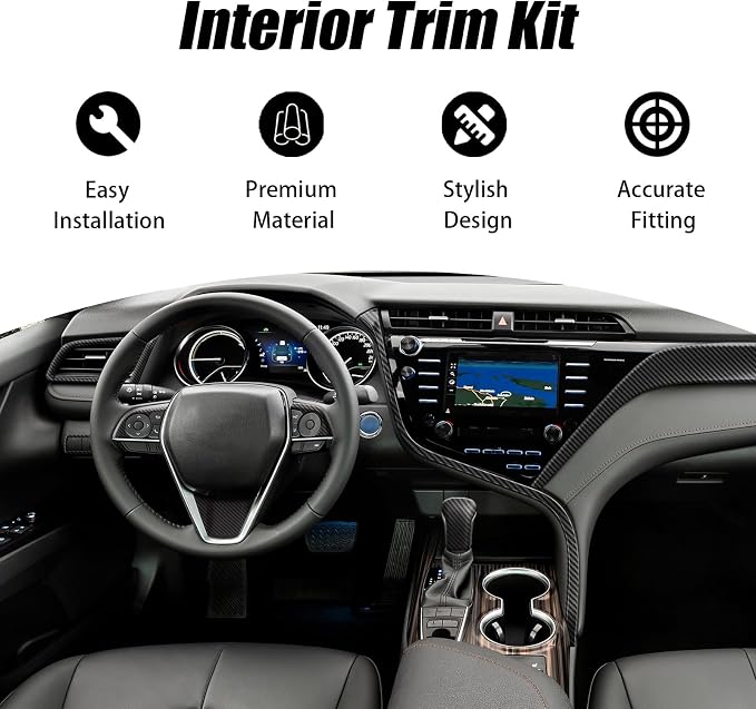 Interior Trim Kit for Toyota Camry 2018-2024 Carbon Fiber
