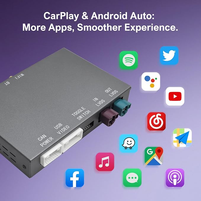 Wireless Carplay Android Auto for BMW NBT Evo ID5/ID6 System, for BMW 1/2/3/4/5/6/7/X1/X3/X4/X5/X6 2016-2020 Compatible with Carplay, Mirrorlink, Reverse Camera, Navigation