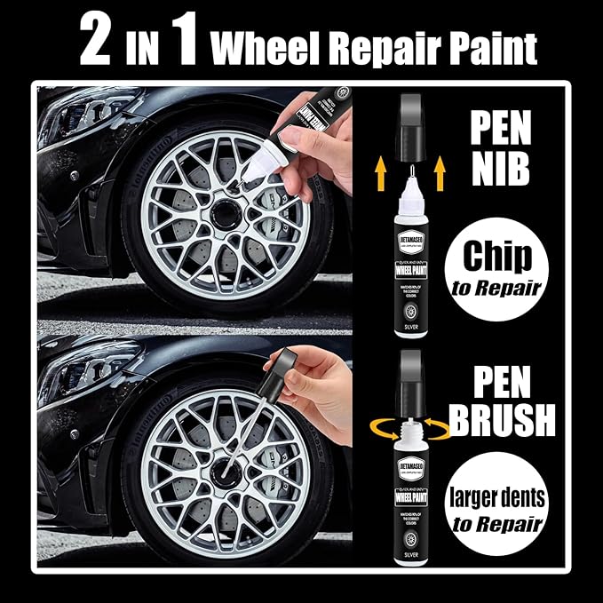 Gloss Black Rim Touch Up Paint - Wheel Repair Kit Curb Rash, Quick And Easy Wheel Scratch Repair, Rim Paint For Car Wheel Repair (Gloss Black)