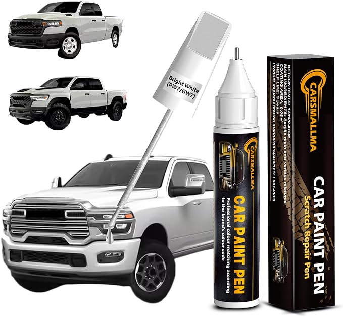 Bright White(PW7/GW7) Car Touch Up Paint for Ram, Color Accurate Car Paint Scratch Repair Pen Kit Quick & Easy Fix Vehicle Chips and Automotive Nicks Scuff