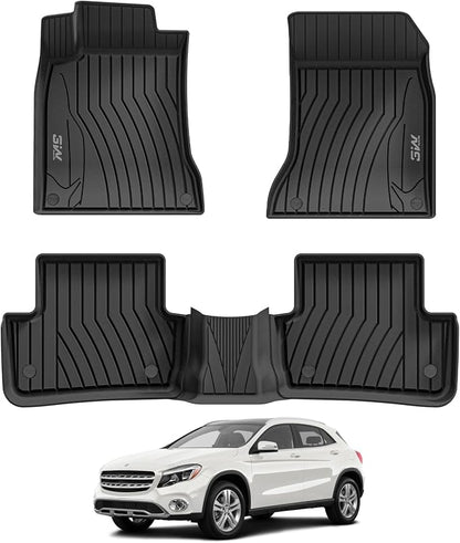 3W Floor Mats for Mercedes Benz GLA 2015-2020 250/45 AMG, TPE All Weather Custom Fit Floor Liner for Benz GLA Accessories 1st and 2nd Row Full Set Car Mats Easy Clean, Black