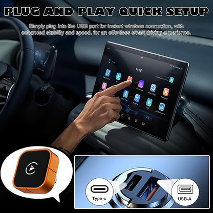 Keenso Wireless Car Play Adapter, Converts Wired Car Play Android Auto to Wireless with Auto Switch Function for iOS 10 Android 11 Systems
