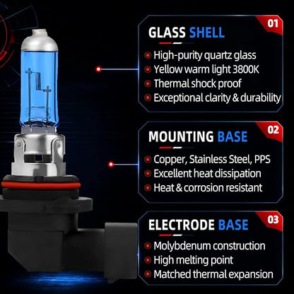 Sinoparcel 9006/HB4 Halogen Low Beam Headlight or Fog Light Bulb 3800K, 150% More Brightness Replacement for Standard 55W Bulb, Pack of 2