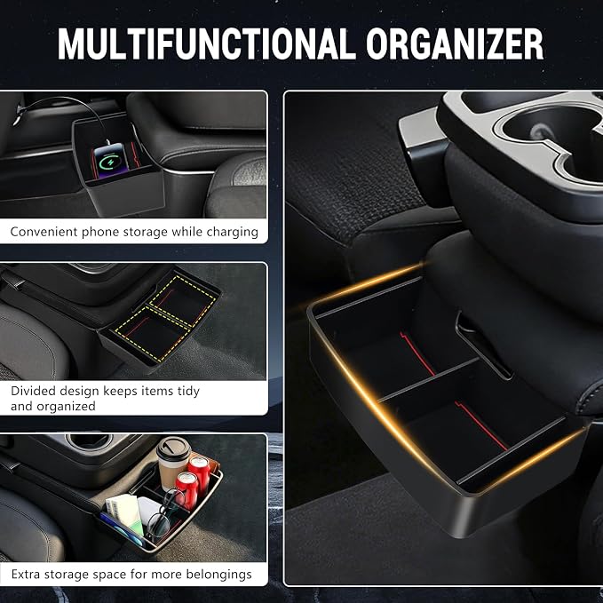 Center Console Hanging Organizer Box for Chevy Silverado/for GMC Sierra 1500 2019-2026 &for Silverado/Sierra 2500HD 3500HD 2020-2026,Jump Seat Accessories Fit Only Split-Bench Folding Seat