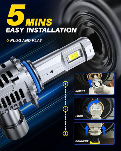 AUTOONE 9012 LED Bulb, 1000% Brighter, 3 Min Quick Install, 20 Years Lifespan, No Flicker, 99% Compatibility