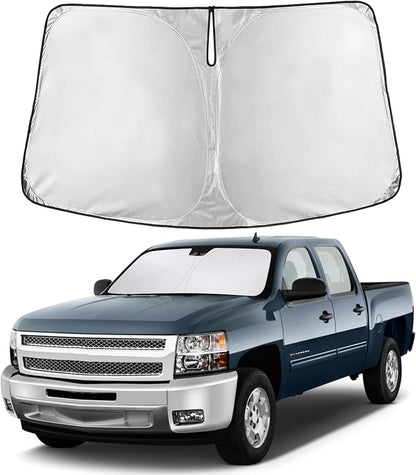 EcoNour Windshield Sunshade Compatible for Chevrolet Silverado/GMC Sierra 1500 2500 3500 2007-2013, Front Windshield Sun Shade Cover, UV Heat Blocker & Protector, Car Sun Visor Interior Accessory