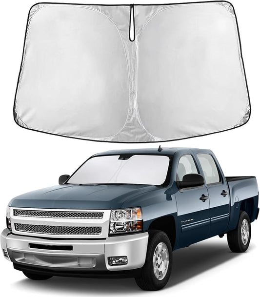 EcoNour Windshield Sunshade Compatible for Chevrolet Silverado/GMC Sierra 1500 2500 3500 2007-2013, Front Windshield Sun Shade Cover, UV Heat Blocker & Protector, Car Sun Visor Interior Accessory