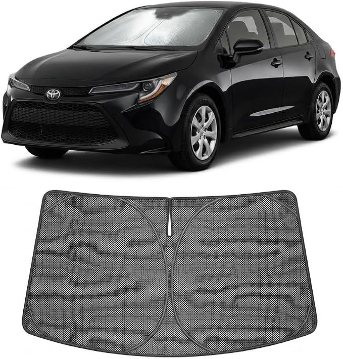 Proadsy Windshield Sun Shade Custom Fit Toyota Corolla 2019-2026 Ice Crystal Black Front Window Sunshade UV and Heat Blocker Foldable Visor Keeps Car Cooler for Summer Parking and Daily Use