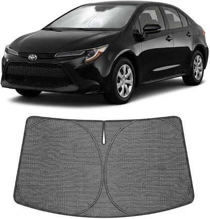 Proadsy Windshield Sun Shade Custom Fit Toyota Corolla 2019-2026 Ice Crystal Black Front Window Sunshade UV and Heat Blocker Foldable Visor Keeps Car Cooler for Summer Parking and Daily Use