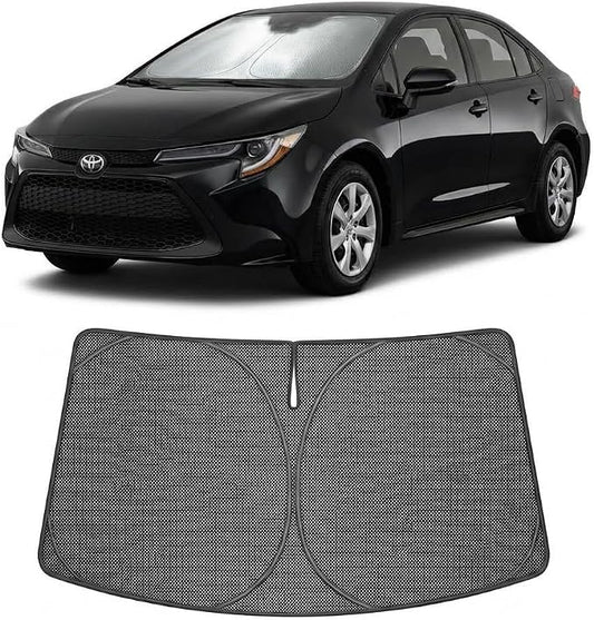 Proadsy Windshield Sun Shade Custom Fit Toyota Corolla 2019-2026 Ice Crystal Black Front Window Sunshade UV and Heat Blocker Foldable Visor Keeps Car Cooler for Summer Parking and Daily Use