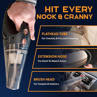 Power Practical Handheld Cordless Vacuum Cleaner, Rechargeable Portable Car Vacuums W/Strong Suction, Bag & Attachments, Small Vac Cleaner for Car, Couch, Home, Car Suction Cleaner