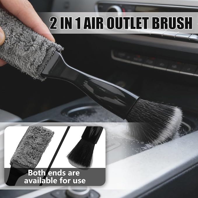 10PCS Car Detailing Brush Kit, Soft Boar Hair Brush, Car Interior Detail Brush, Fiber Brush, Car Dust Removal Brush, Car Cleaning Gel, Car Interior Cleaning Kit for Trucks, Cars, RVs, SUVs