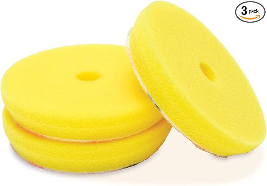 Griot's Garage 3” Perfecting Foam Pads for Car Polishing and Detailing, Buffing Pads for Paint Correction, Polishing, and Waxing, Yellow, Set of 3
