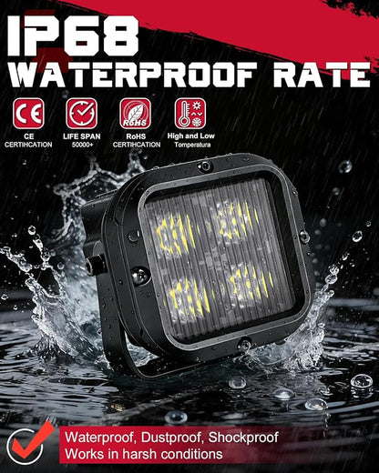 LED Pods, OFFROADTOWN 3inch 80W CREE LED Pods Off Road Driving Lights Cubes Ditch Light Backup Reverse Lights for Truck Pickup Dirt Bike UTV ATV SUV Boat 4x4 Car - Driving Flood Beam