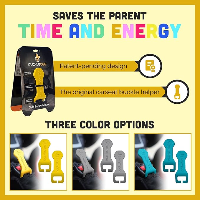 Bucklebee Easy Car Seat Buckle Release Aid for Children Unbuckle Car Seat Release Tool - Button Pusher - Opener for Nails (1 Pack Gray)