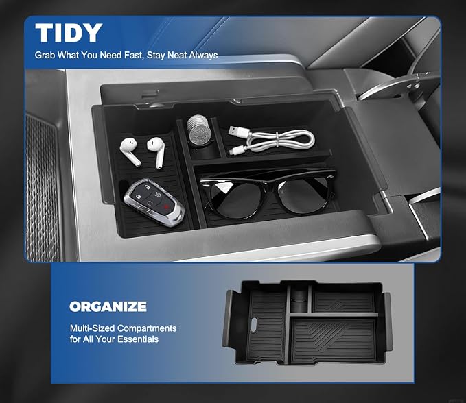 GZSH Center Console Organizer Compatible with 2025 2026 GMC Terrain (Elevation/AT4/Denali) |Easy to Install| |Add Extra Space| Armrest Storage Box Middle Console Tray GMC Terrain Interior Accessories