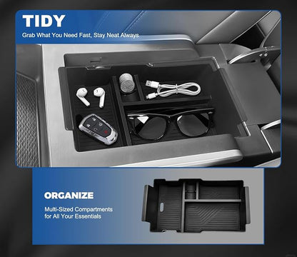 GZSH Center Console Organizer Compatible with 2025 2026 GMC Terrain (Elevation/AT4/Denali) |Easy to Install| |Add Extra Space| Armrest Storage Box Middle Console Tray GMC Terrain Interior Accessories
