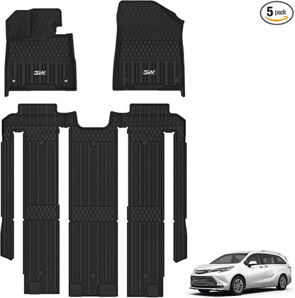 3W Floor Mats for Toyota Sienna 2021-2026 (Only for 7 Seat & Not Fit 25-26 Platinum Edition), TPE All Weather Custom Fit Floor Liner for Sienna XLE/XSE/Limited/Woodland Edition 1st, 2nd and 3rd Row