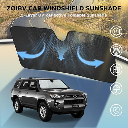 Car Windshield Sun Shade for Toyota 4Runner 2010-2022 2023 2024 Front Window Sunshade Sun Visor Protection Cover Accessories -5-Layer Bubble Foldable Thicken Blocks Heat & UV Rays