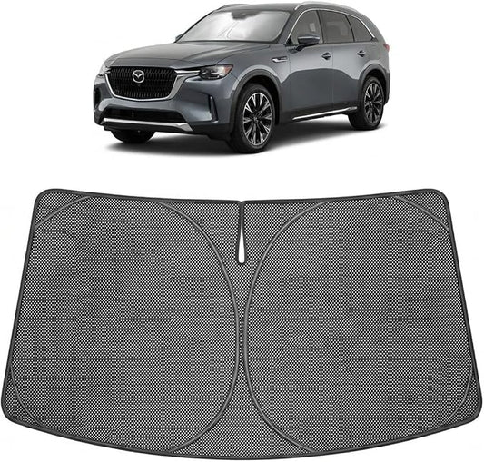 Proadsy Windshield Sun Shade Custom Fit Mazda CX-90 CX90 PHEV 2024-2026 Ice Crystal Black Front Window Sunshade UV and Heat Blocker Foldable Visor Keeps Car Cooler for Summer Parking and Daily Use