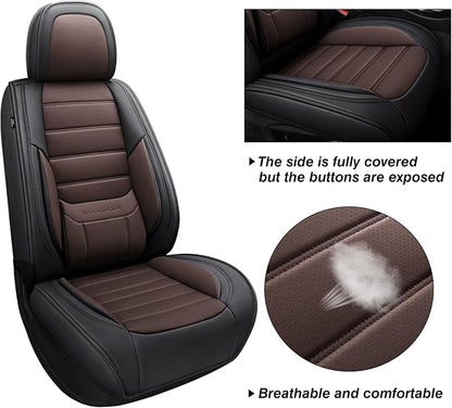 MINGBRON Seat Covers, Car Seat Covers Front Seats, Car Seat Cover, Car Seat Protector Waterproof, Car Seat Cushion Nappa Leather, Brwon Seat Covers Carseat Cover Universal Fit for Most Cars