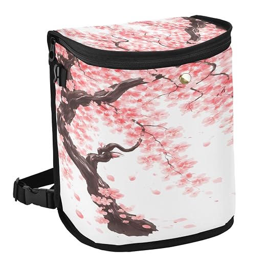 senya Car Trash Can Car Garbage Can Car Waste Basket, Leak-Proof Car Trash Bin,Japanese Cherry Tree Blossom Car Trash Hanging Car Accessories Interior Car Organizer Bag