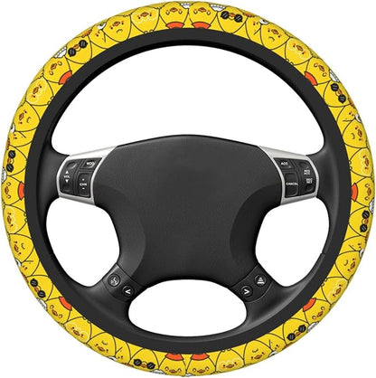 Yellow Steering Wheel Cover for Women,Universal Auto Steering Wheel 14-15 Inch Car Interior Accessories with 2PCS Car Coasters,Suitable for Men and Women